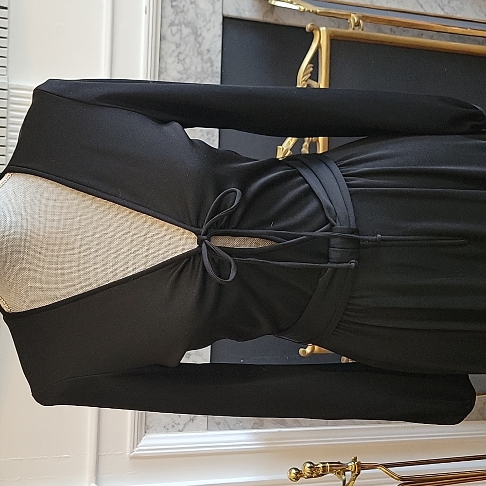 Vintage 1970's Ayres Unlimited Black Maxi Dress - Picture 2 of 11